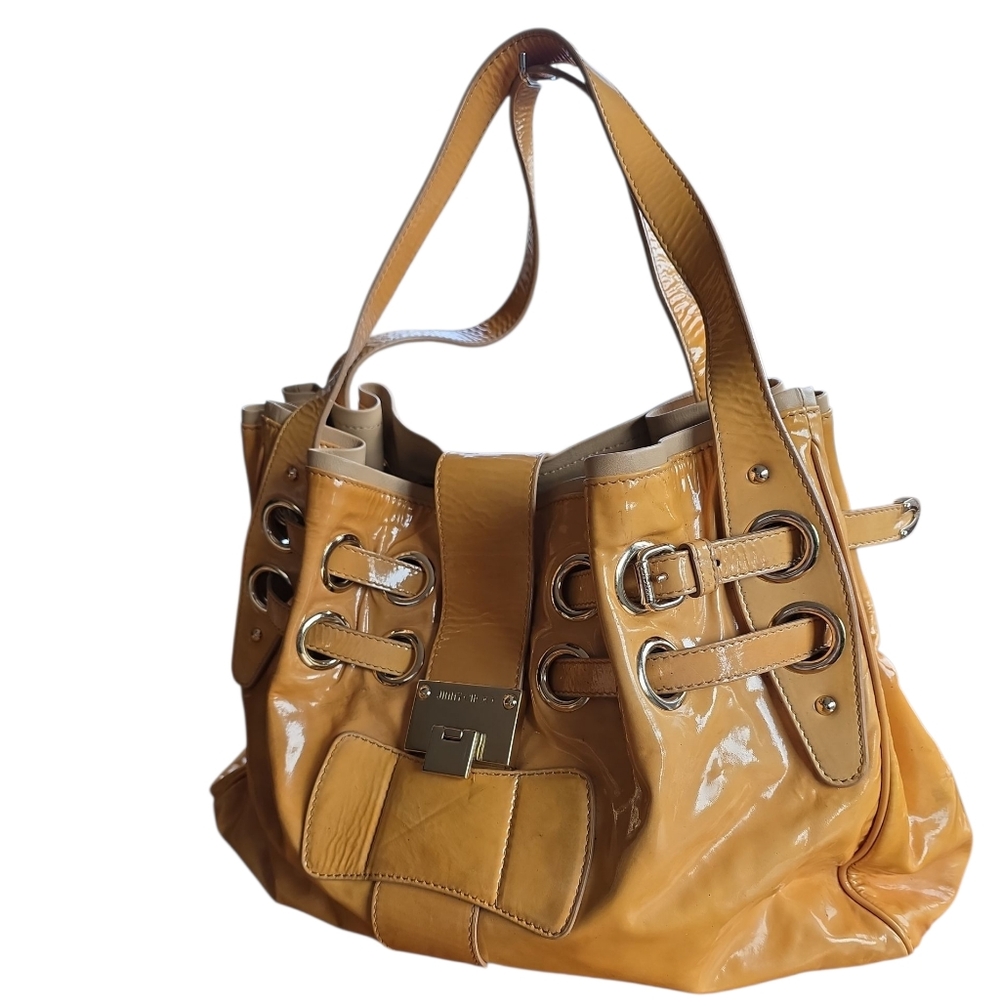 Jimmy Choo Ramona Gold Patent Shoulder Bag